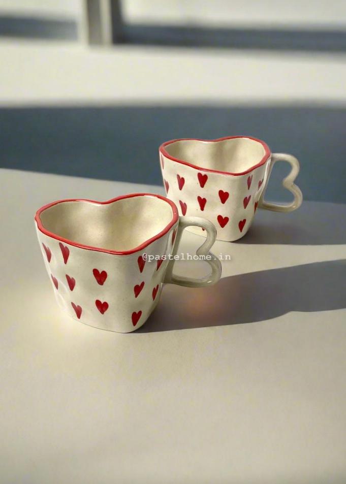 White & Red Printed Ceramic Glossy Mug