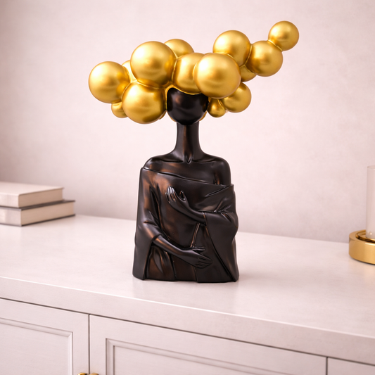 Modern Abstract Lady Sculpture with Bubble Crown – Luxury Decorative Figurine
