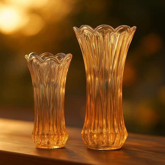 Golden Amber Glass Vase