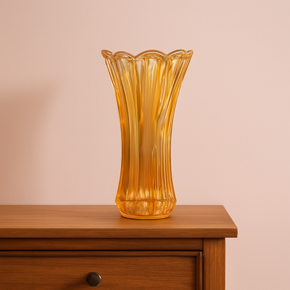 Golden Amber Glass Vase