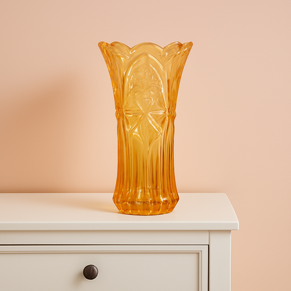 Golden Amber Glass Vase