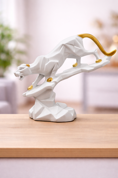 Modern Black/White & Gold Geometric Panther Showpiece