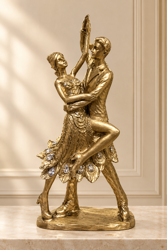 Luxury Golden Dancing Couple Showpiece