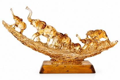Golden Elephant Family Decorative Showpiece