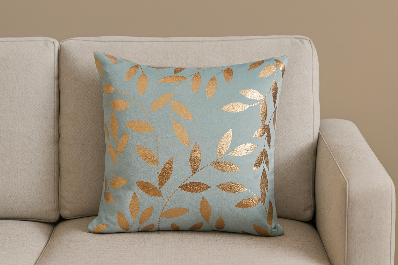 Golden Leaf Foil Cushion Cover Set of 5