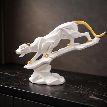Modern Black/White & Gold Geometric Panther Showpiece
