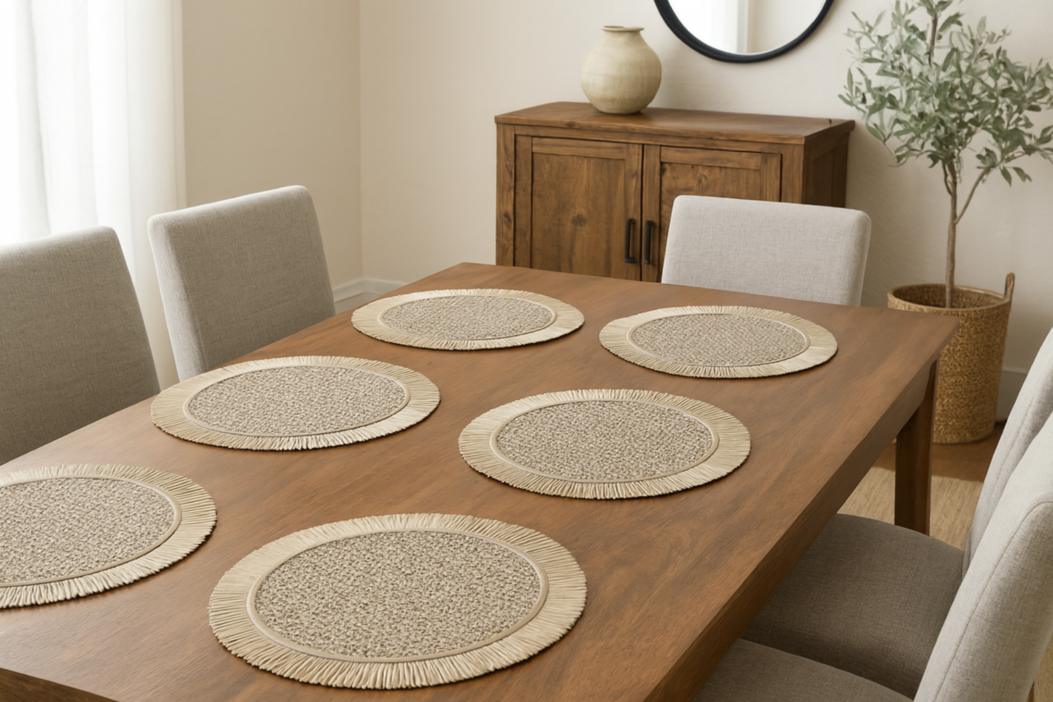 Handcrafted Boho Fringe Table Mats Set of 6
