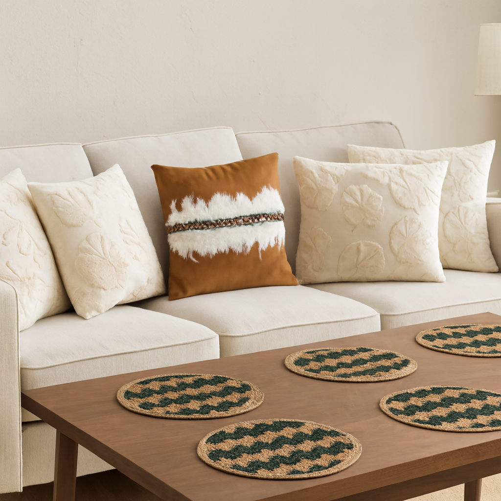 Handcrafted Jute Round Table Mats Set of 6