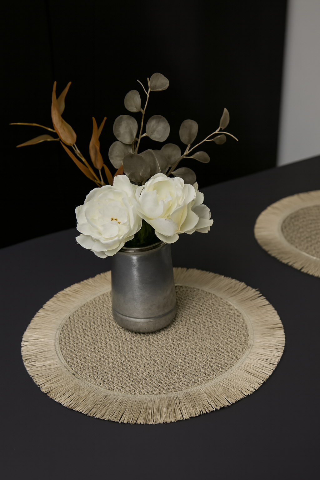 Handwoven Boho Fringe Round Table Mats Set of 6