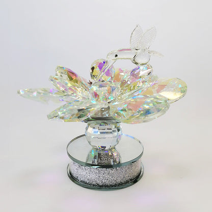 Hummingbird Glass Flower Decor Showpiece