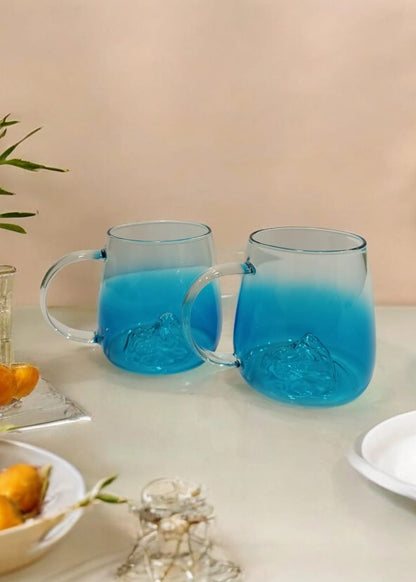 Blue Gradient Glass Mug Set