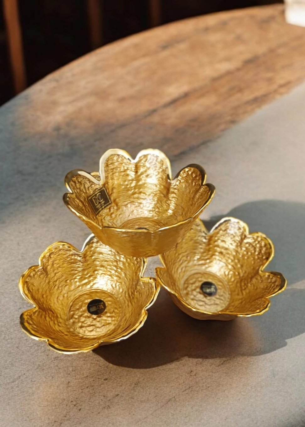 Luxury Gold Flower-Shaped Bowl Set – 4 Pieces