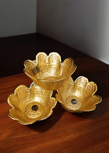 Luxury Gold Flower-Shaped Bowl Set – 4 Pieces