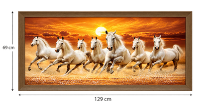 7 Horse Wall Art Painting with Crystal Work (24X48)
