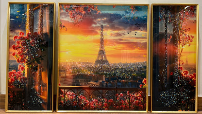 Paris Eiffal Tower Sunset 3pcs wall art set