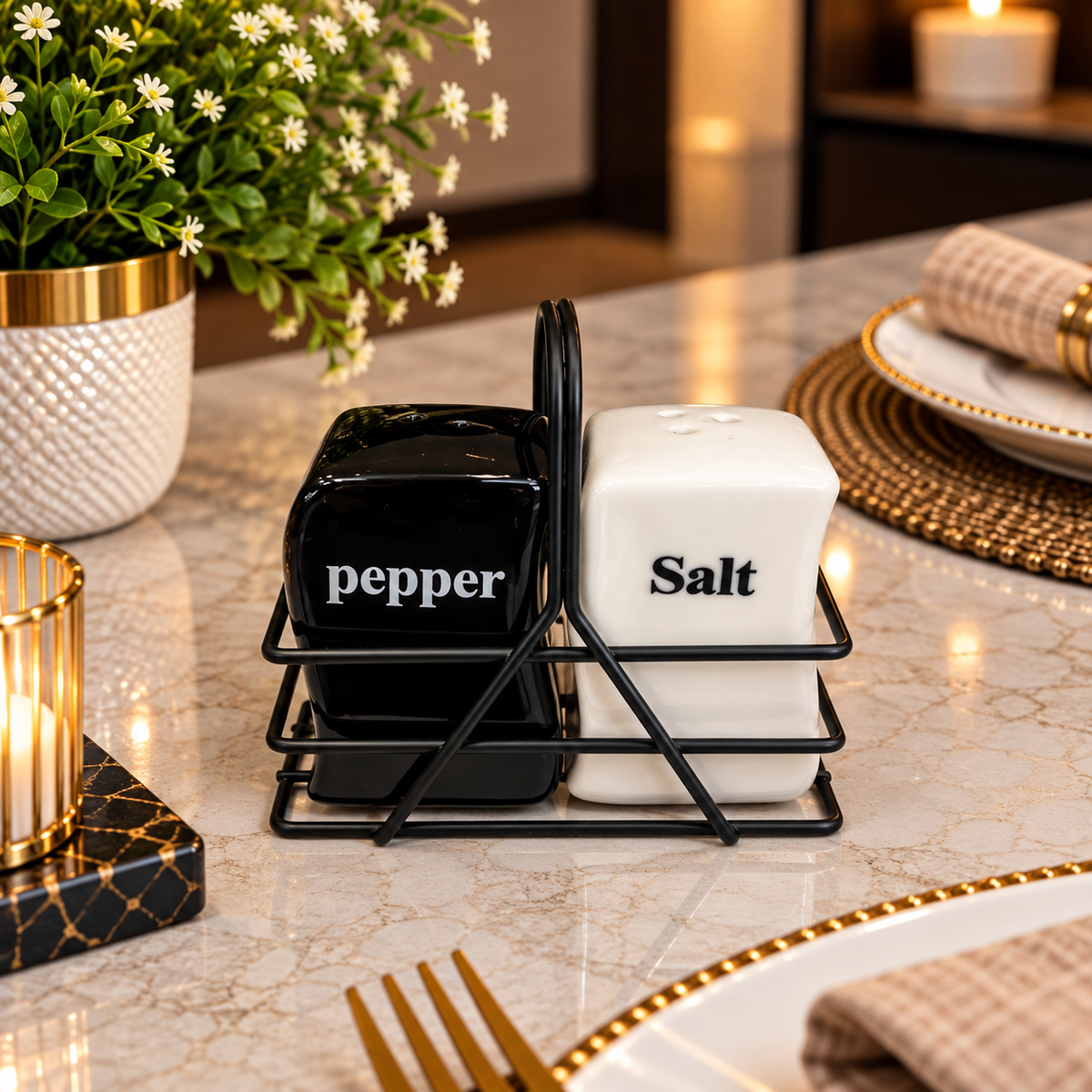 CERAMIC SALT N PEPPER SET