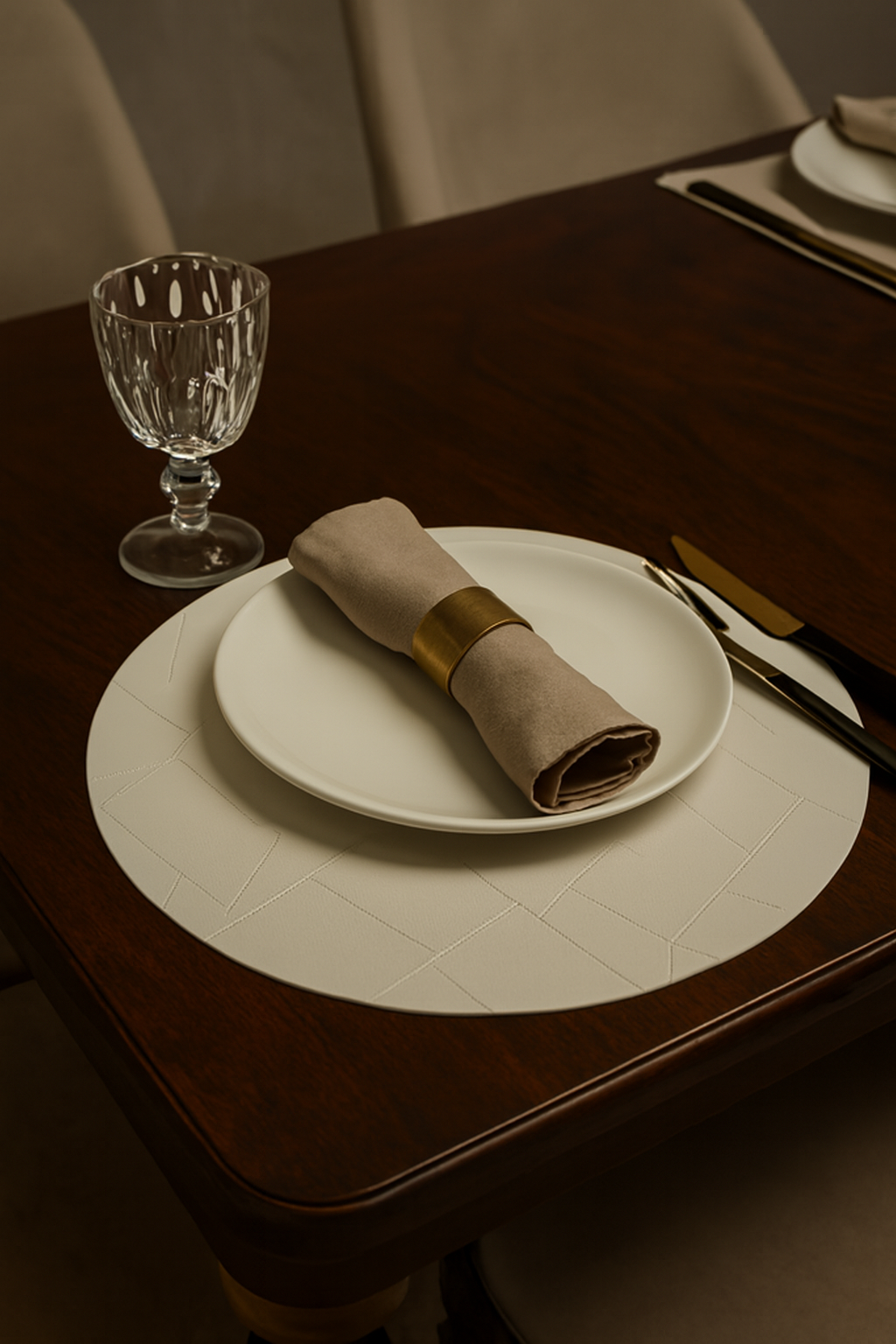 Leather Finish Round Placemats Set of 6