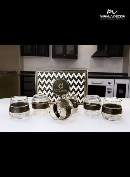 Sophisticated 345ml black glasses with gold accents