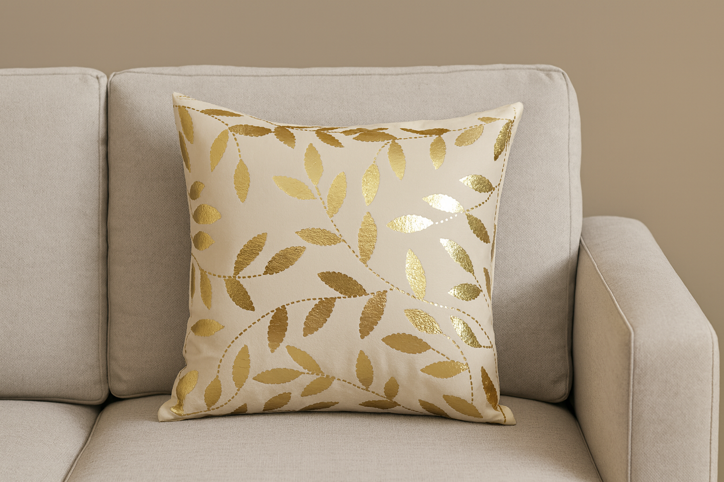 Luxury Golden Leaf Cushion Covers Set of 5
