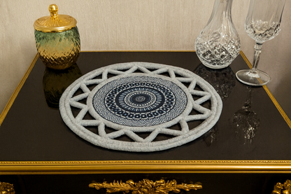 Mandala Embroidery Table Mats with Cutwork Border