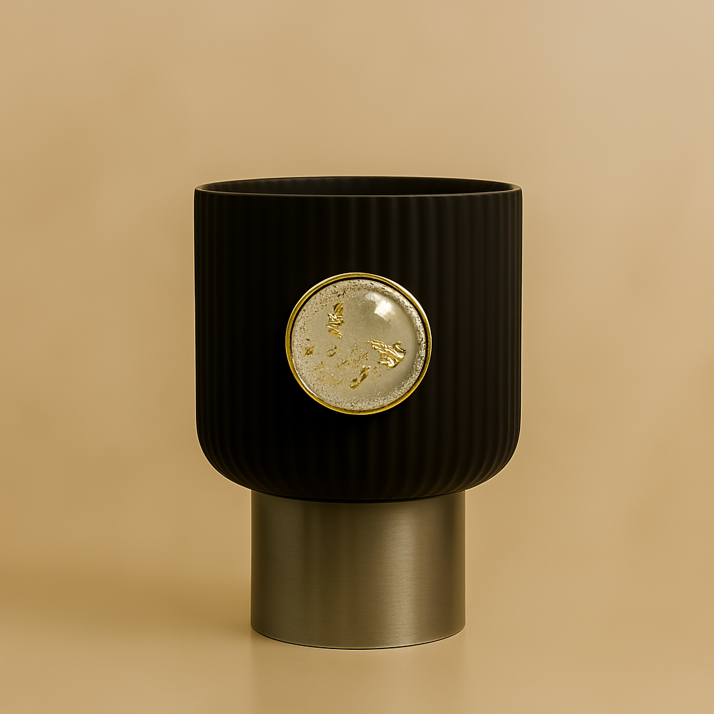 Modern Black Silver Plant Pots Set