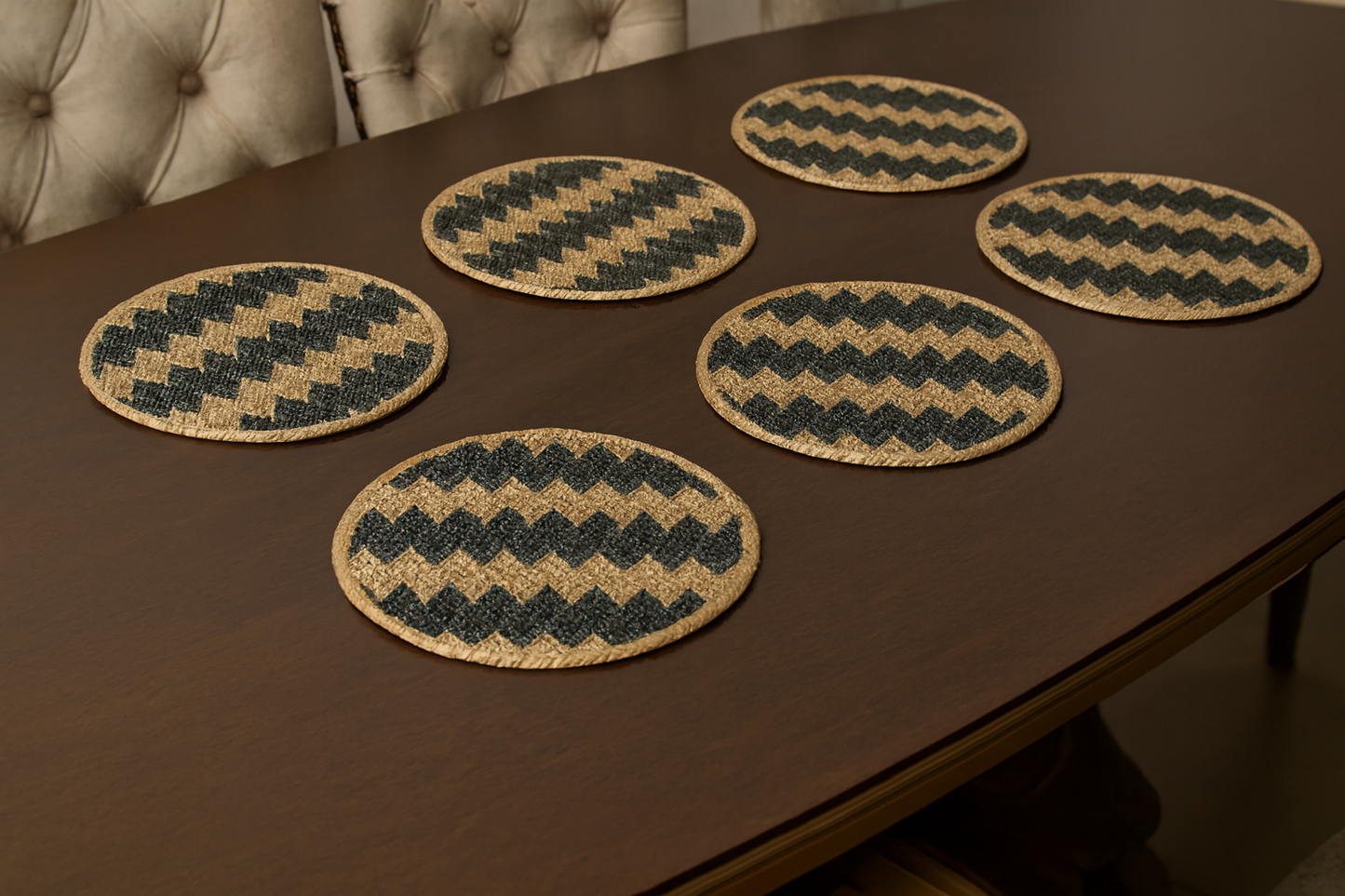 Modern Chevron Jute Table Mats Set of 6