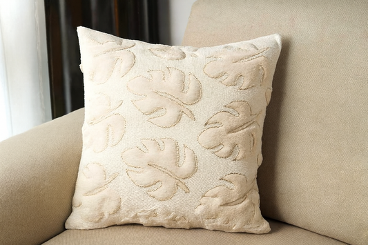 Monstera Leaf Textured Cushion Cover