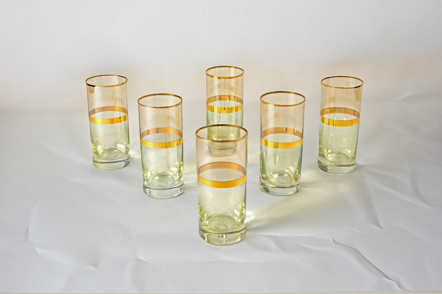 DANTE HONEY GREEN GOLD 320ML LONG SET OF 6 GLASSES