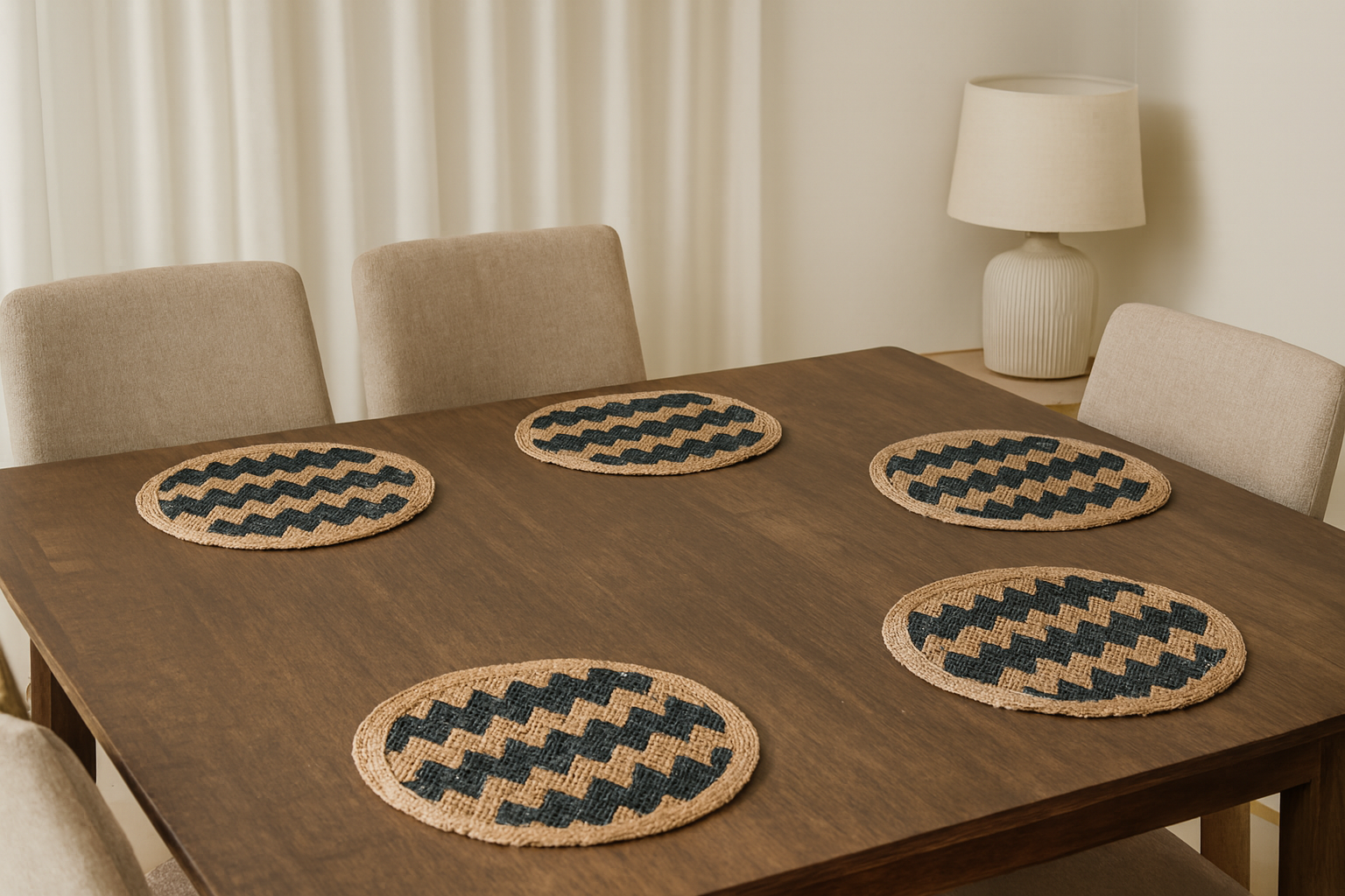 Natural Jute Round Placemats Set of 6