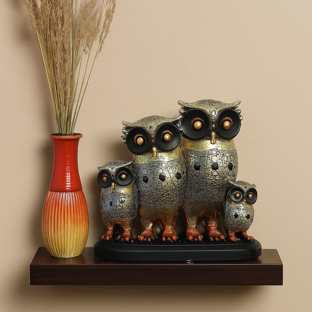 Owl Family Figurine for Home Decor