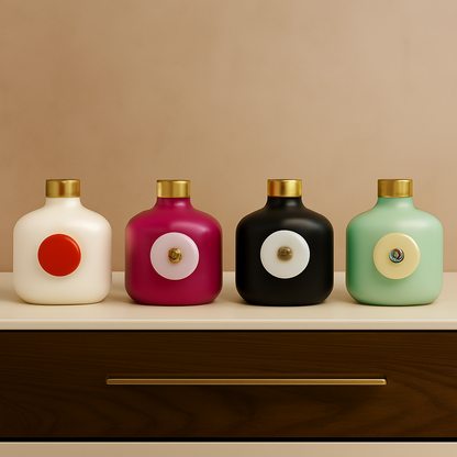 Elegant Ceramic Vase with Golden Cap & Natural Stone Accent