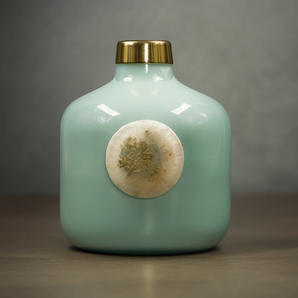 Elegant Ceramic Vase with Golden Cap & Natural Stone Accent