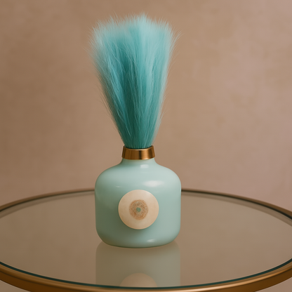 Elegant Ceramic Vase with Golden Cap & Natural Stone Accent