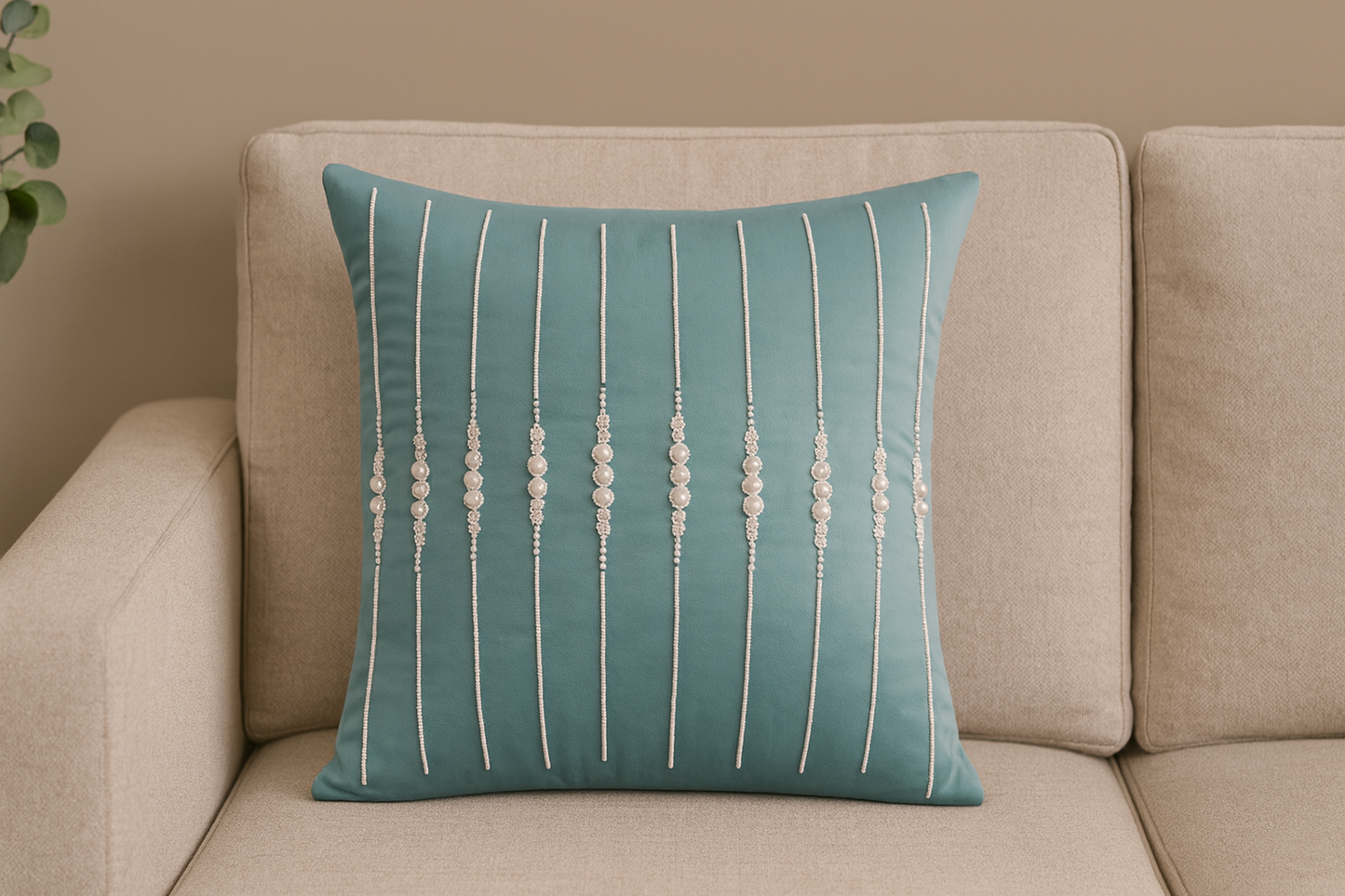 Pearl Line Embellished Cushion Cover Set of 5