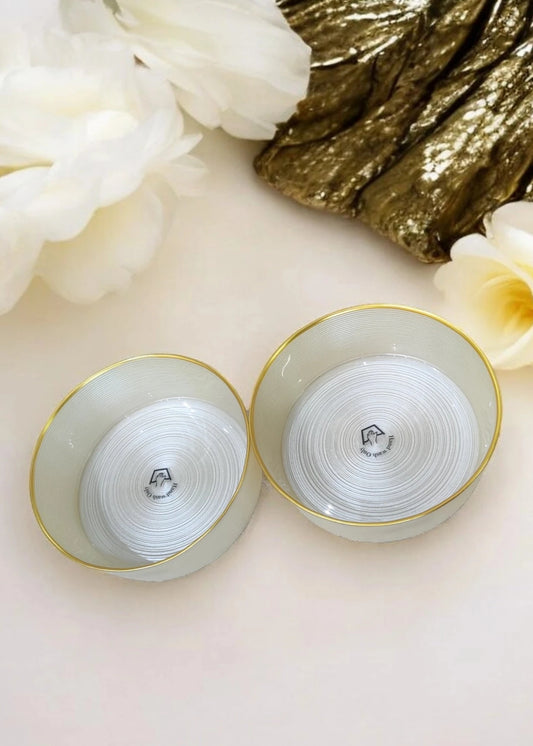 Elegant Gold-Rimmed Serving Bowl Set of 2