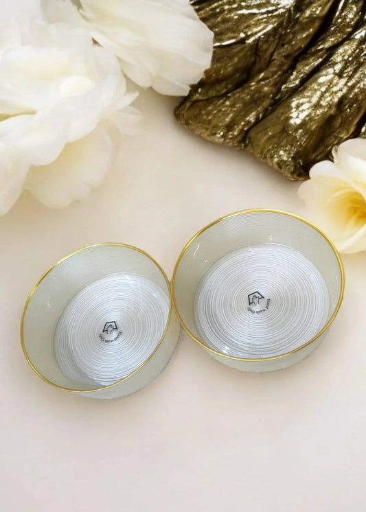 🎁 Serving Bowl with Gold-Rimmed Set of 2 (Discount)