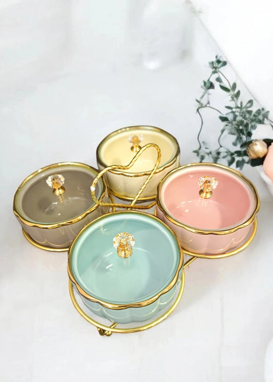 Set of 4 Bowls with Lid & Handle