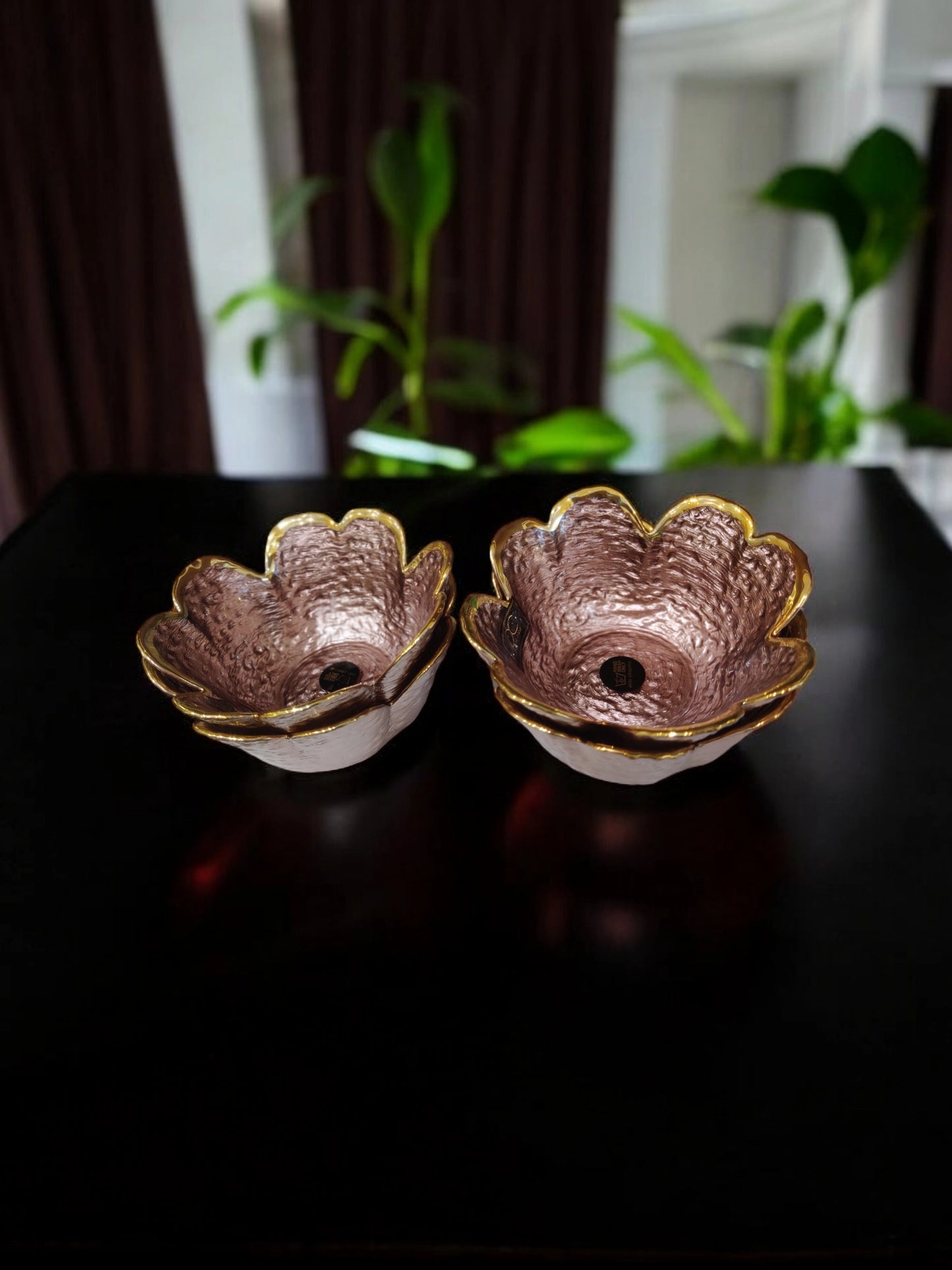 Luxury Gold Flower-Shaped Bowl Set – 4 Pieces