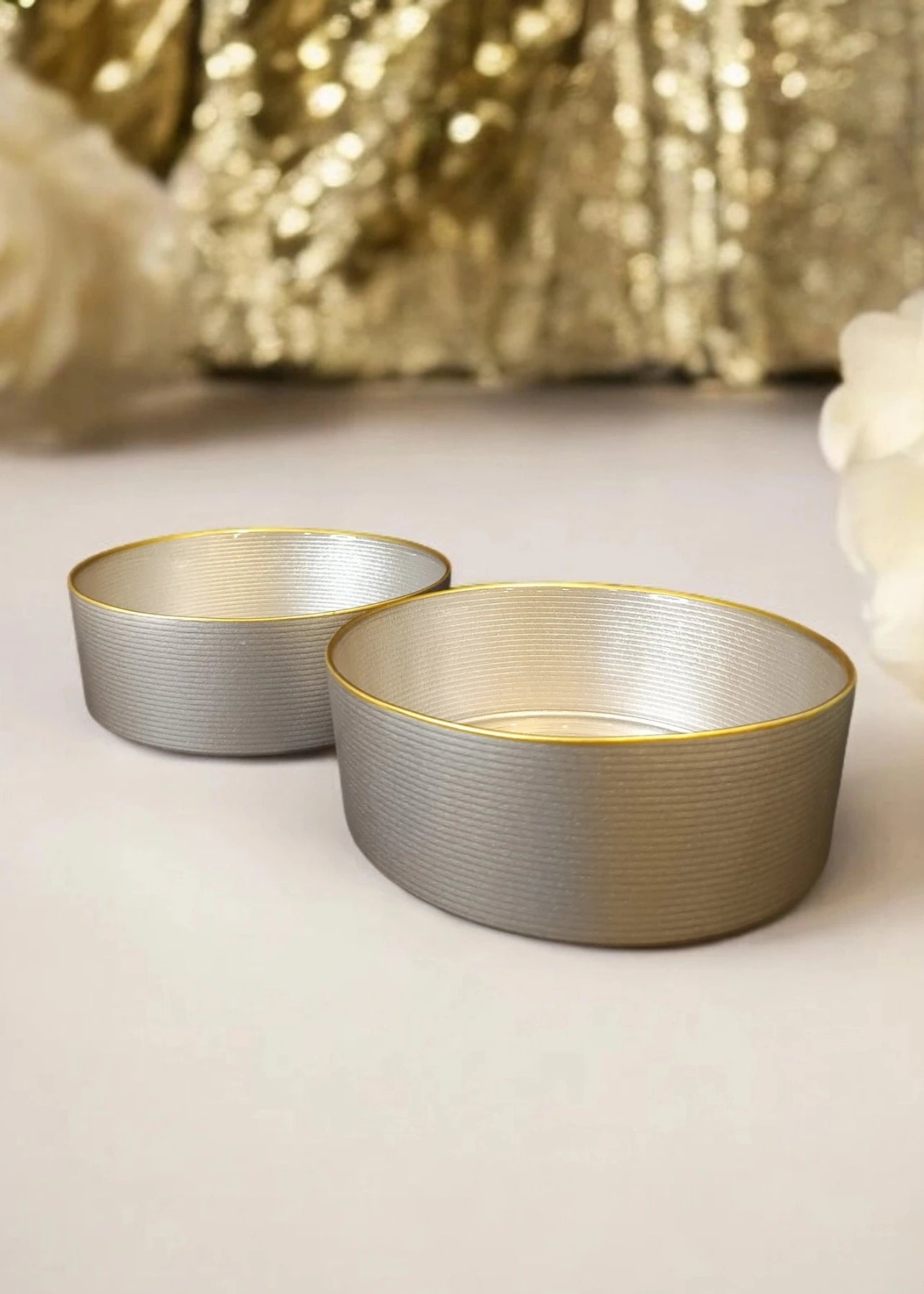 Premium Gold Rim Glass Serving Bowls