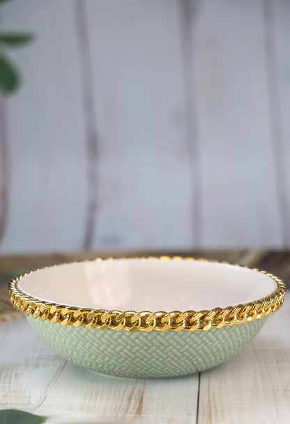 Premium Green White Ceramic Serving Bowl