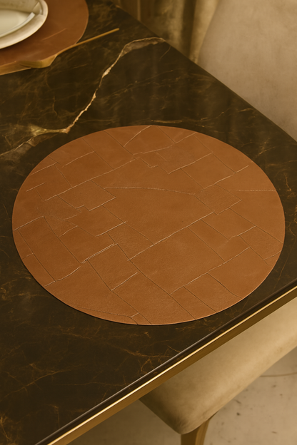 Premium Leather Finish Round Table Mats Set of 6