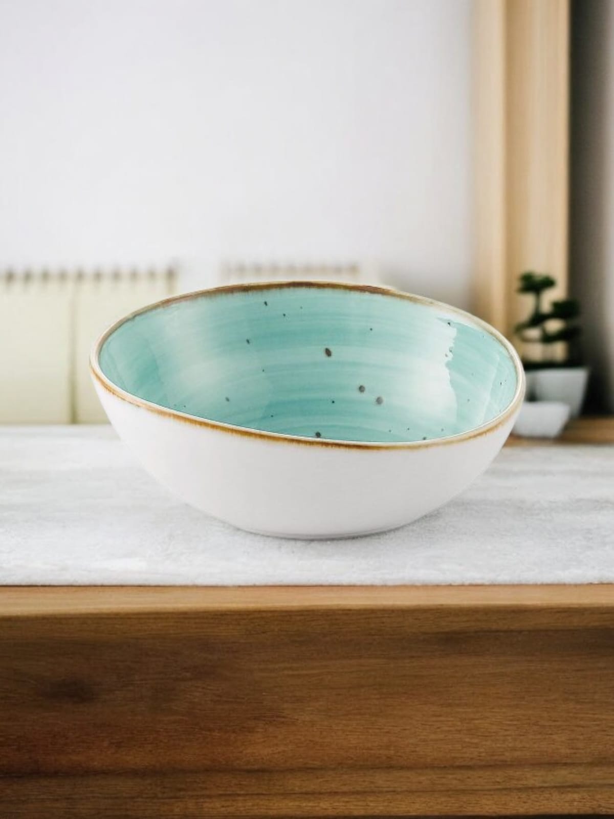 Premium Orange Green Ceramic Serving Bowl
