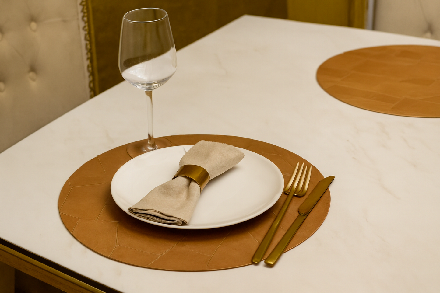 Premium Round Leather Placemats Set of 6