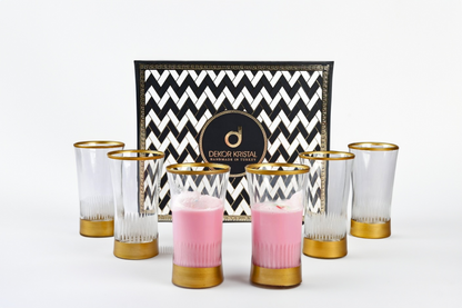 Set of 6 floral glasses in luxury gift box