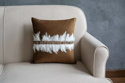 Premium Velvet Cushion Covers with Feather Detailing