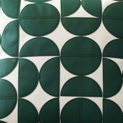 Premium Geometric Leather-Appliqué Cushion Collection – Modern Circle Motif