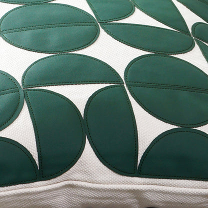 Premium Geometric Leather-Appliqué Cushion Collection – Modern Circle Motif