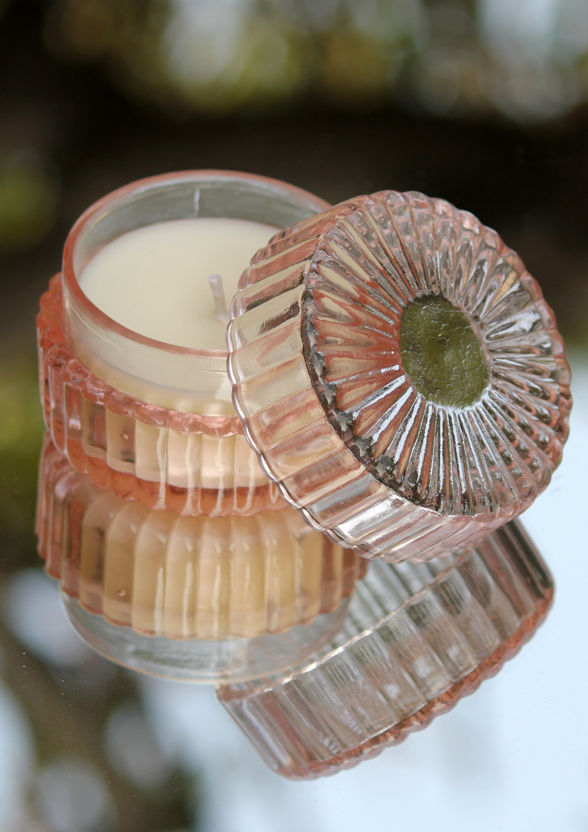 Ribbed Glass Scented Candle Jar