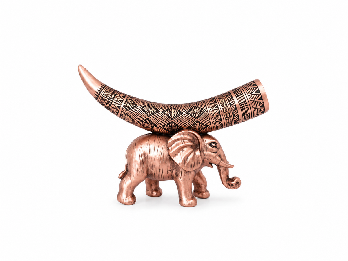 Elephant Decorative Showpiece with Engraved Horn