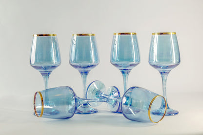 Mirana Decoor royal blue wine glasses in gold box